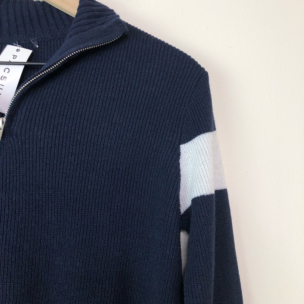 Brandy Melville Quarter Zip Mock Neck Blue Sweater - Picture 4 of 7